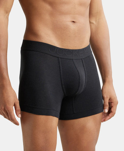 Bamboo Cotton Elastane Breathable Mesh Trunk with StayDry Treatment - Black Melange-2