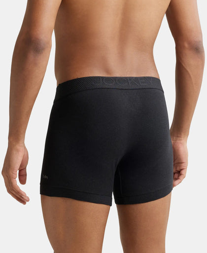 Bamboo Cotton Elastane Breathable Mesh Trunk with StayDry Treatment - Black Melange-3