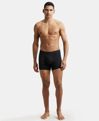 Bamboo Cotton Elastane Breathable Mesh Trunk with StayDry Treatment - Black Melange-4