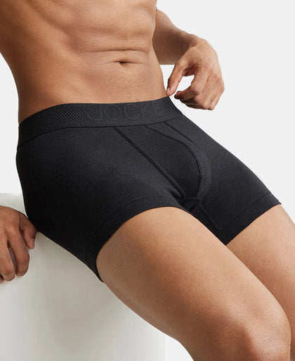 Bamboo Cotton Elastane Breathable Mesh Trunk with StayDry Treatment - Black Melange-5