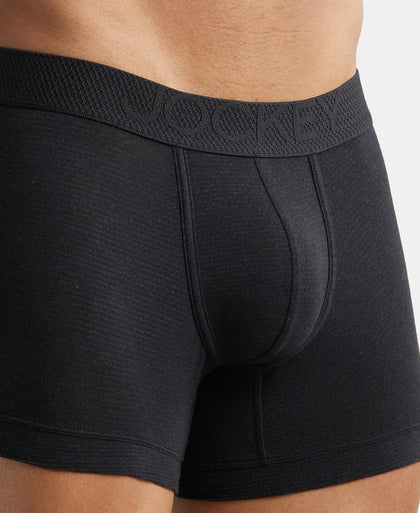 Bamboo Cotton Elastane Breathable Mesh Trunk with StayDry Treatment - Black Melange-6