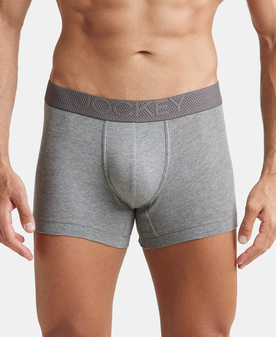 Bamboo Cotton Elastane Breathable Mesh Trunk with StayDry Treatment - Mid Grey Melange-1