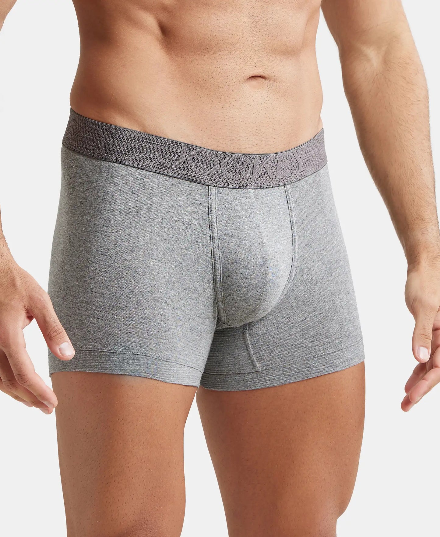Bamboo Cotton Elastane Breathable Mesh Trunk with StayDry Treatment - Mid Grey Melange-2