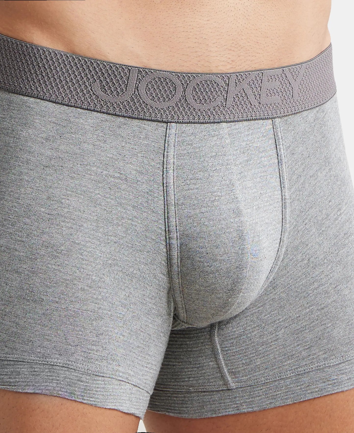 Bamboo Cotton Elastane Breathable Mesh Trunk with StayDry Treatment - Mid Grey Melange-6