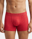 Bamboo Cotton Elastane Breathable Mesh Trunk with StayDry Treatment - Red Multi Melange-1