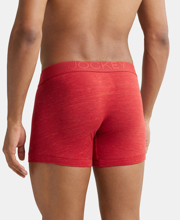 Bamboo Cotton Elastane Breathable Mesh Trunk with StayDry Treatment - Red Multi Melange-3