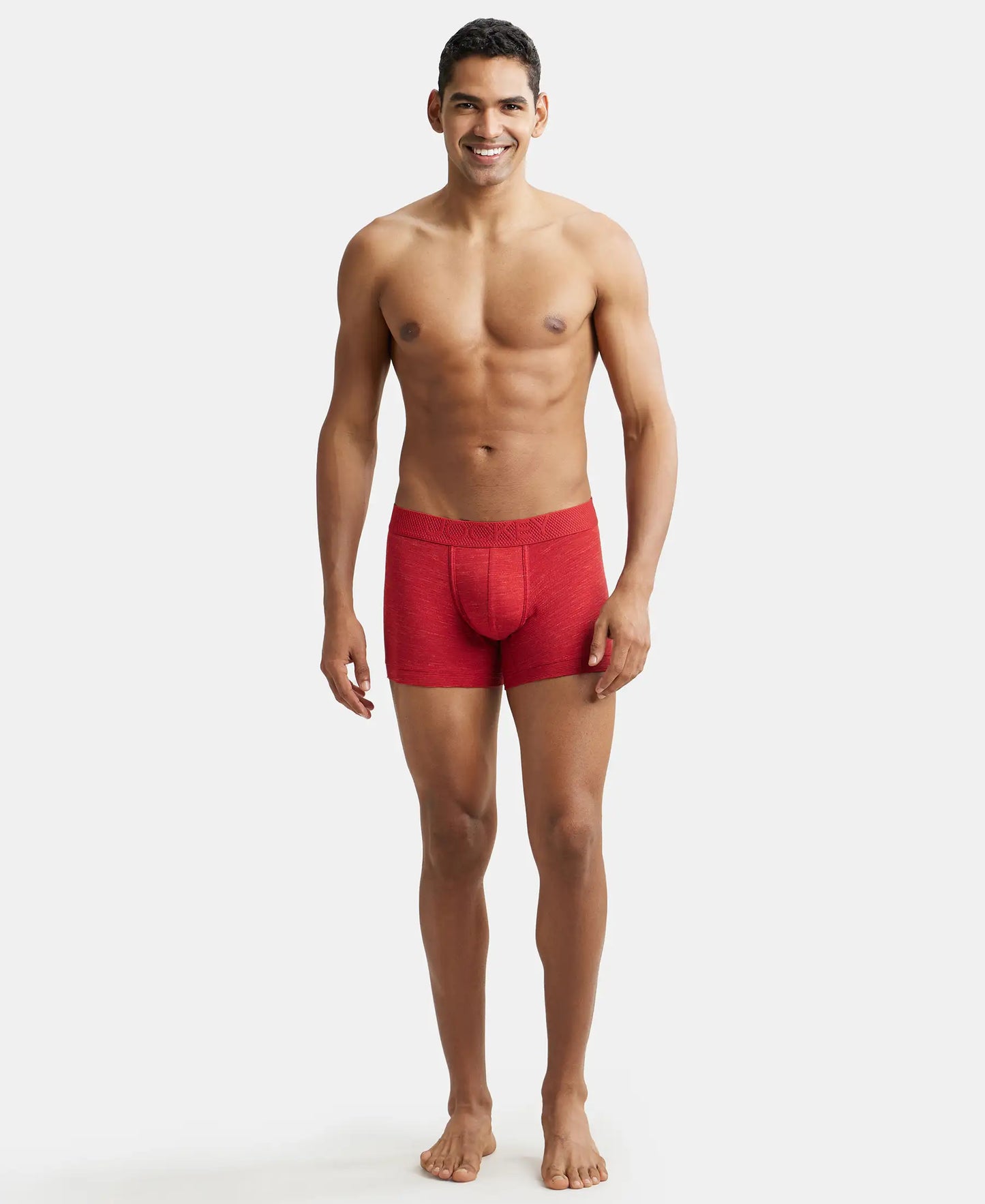 Bamboo Cotton Elastane Breathable Mesh Trunk with StayDry Treatment - Red Multi Melange-4