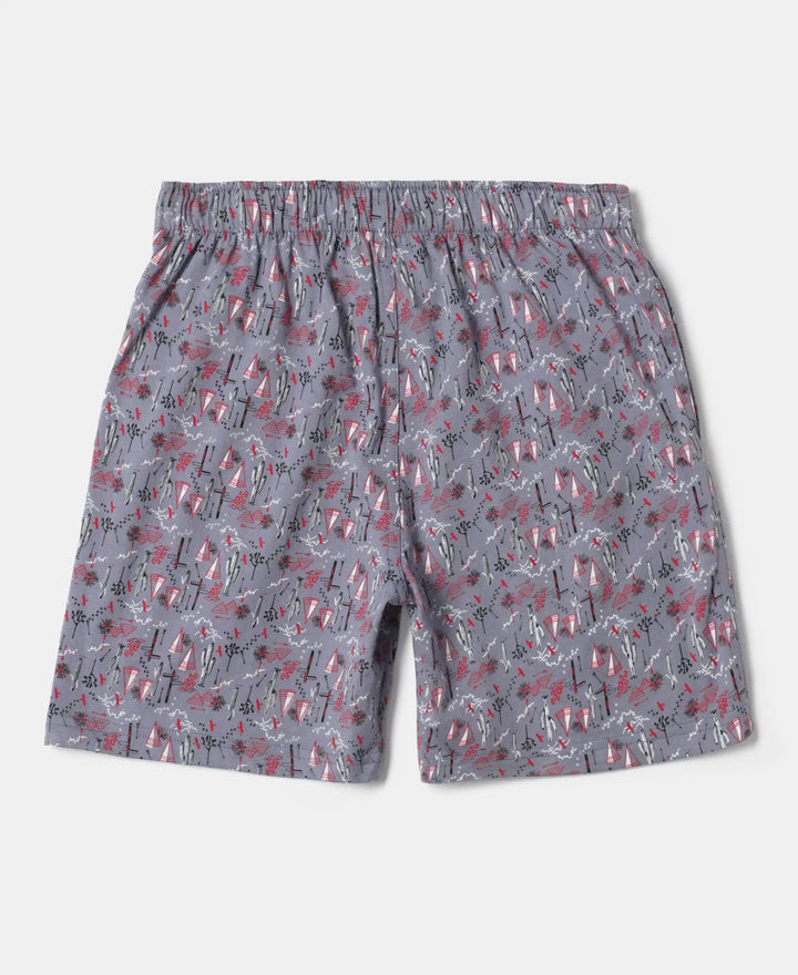 Super Combed Cotton Printed Boxer Shorts with Side Pockets - Assorted-11