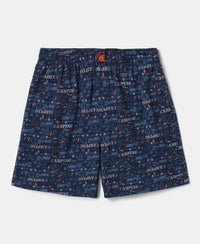Super Combed Cotton Printed Boxer Shorts with Side Pockets - Assorted-12