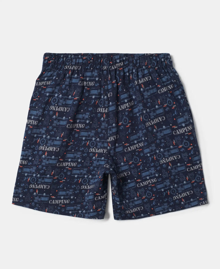 Super Combed Cotton Printed Boxer Shorts with Side Pockets - Assorted-13