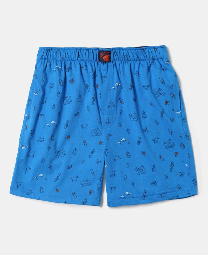 Super Combed Cotton Printed Boxer Shorts with Side Pockets - Assorted-14