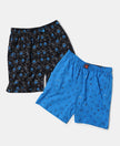 Super Combed Cotton Printed Boxer Shorts with Side Pockets - Assorted-1