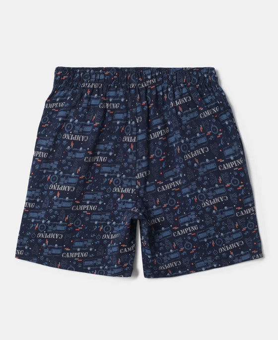 Super Combed Cotton Printed Boxer Shorts with Side Pockets - Assorted-7