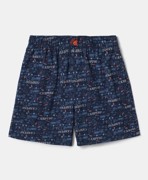 Super Combed Cotton Printed Boxer Shorts with Side Pockets - Assorted-8