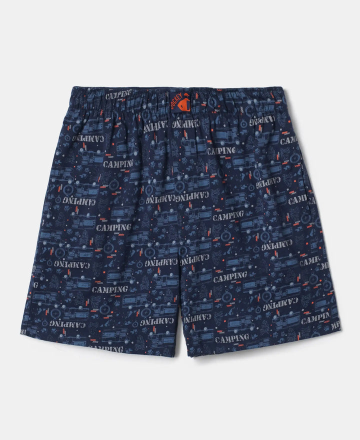 Super Combed Cotton Printed Boxer Shorts with Side Pockets - Assorted-8