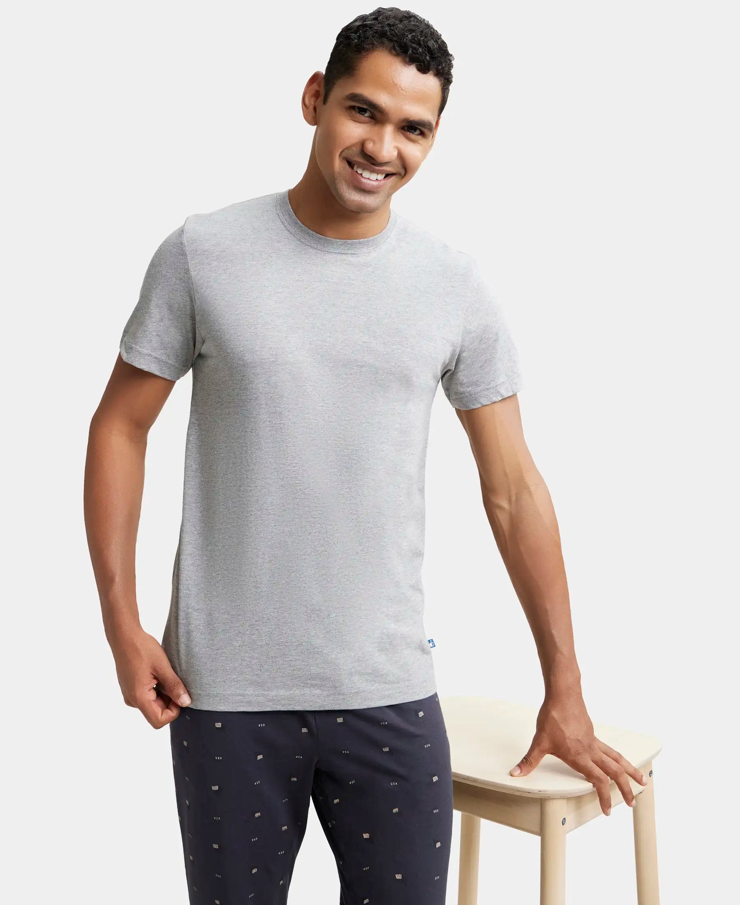 Super Combed Cotton Half Sleeved Inner T-Shirt - Grey Melange-5