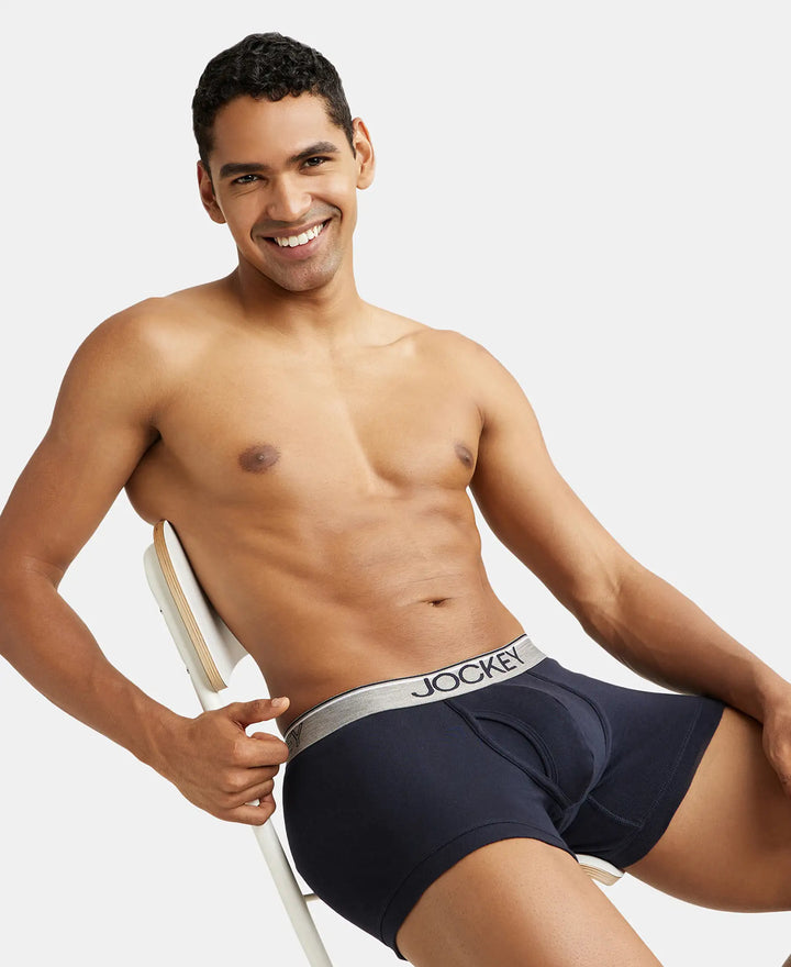 Super Combed Cotton Rib Solid Trunk with Ultrasoft Waistband - Deep Navy-5