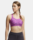 Wirefree Padded Microfiber Elastane Full Coverage Sports Bra with Optional Racer Back Styling - Lavender Scent Assorted Prints-1