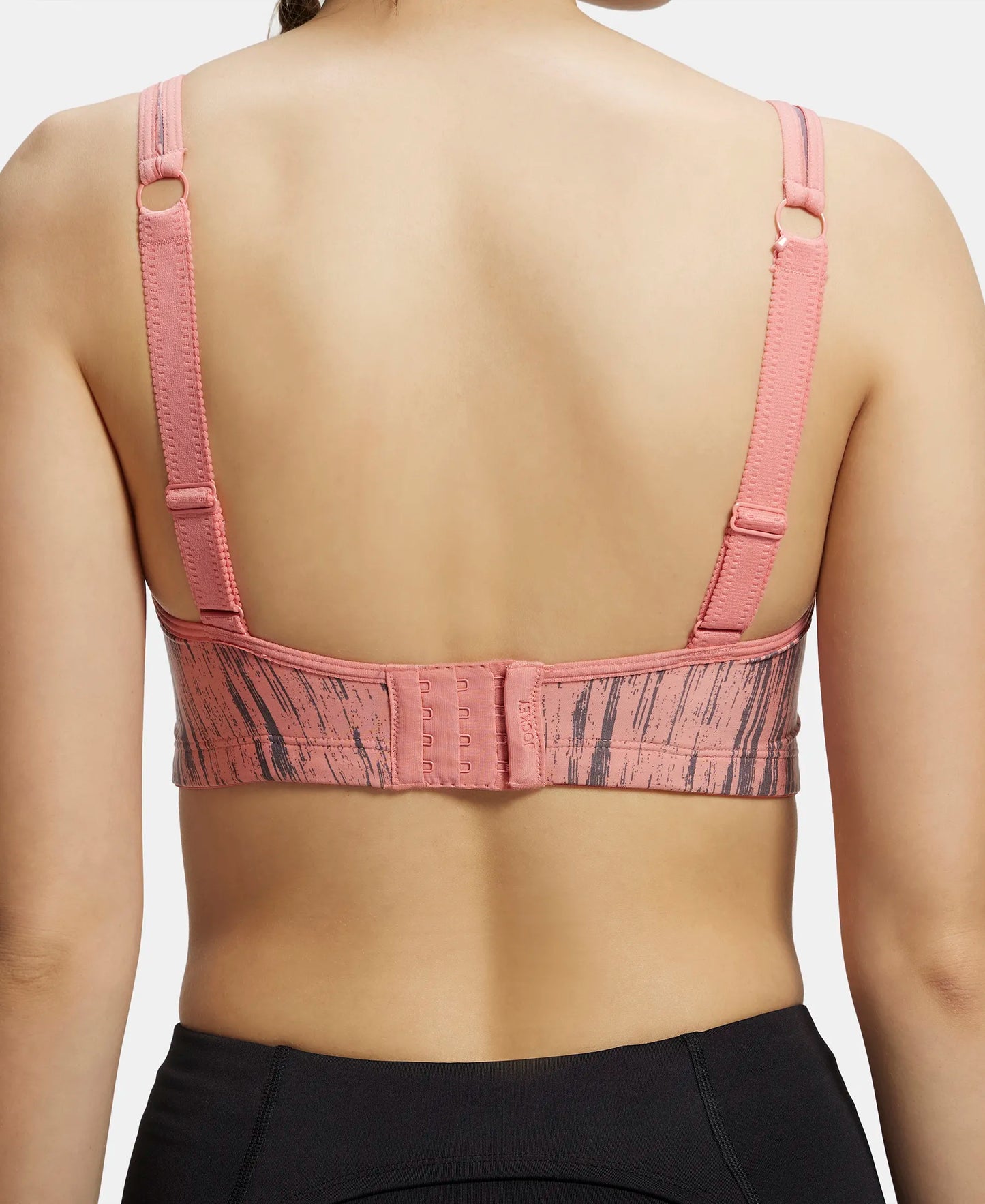 Wirefree Padded Microfiber Elastane Full Coverage Sports Bra with Optional Racer Back Styling - Peach Blossom Assorted Prints-8