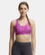 Wirefree Padded Microfiber Elastane Full Coverage Racer Back Sports Bra with Front Zipper Styling - Lavender Scent Assorted Prints-1