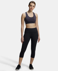 Wirefree Padded Microfiber Elastane Full Coverage Racer Back Styling Sports Bra with StayFresh and StayDry Treatment - Forged Iron-4