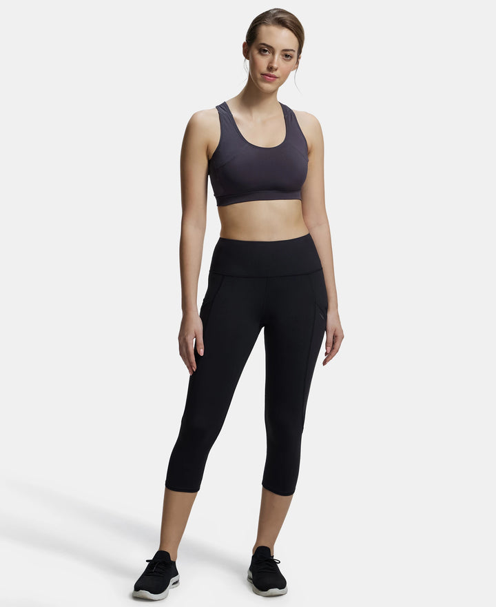 Wirefree Padded Microfiber Elastane Full Coverage Racer Back Styling Sports Bra with StayFresh and StayDry Treatment - Forged Iron-4