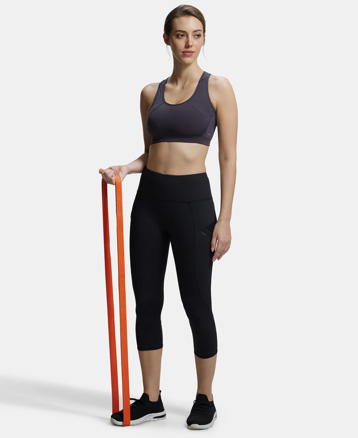 Wirefree Padded Microfiber Elastane Full Coverage Racer Back Styling Sports Bra with StayFresh and StayDry Treatment - Forged Iron-6