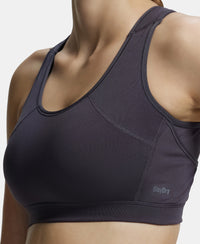 Wirefree Padded Microfiber Elastane Full Coverage Racer Back Styling Sports Bra with StayFresh and StayDry Treatment - Forged Iron-7