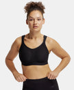 Wirefree Non Padded Microfiber Elastane Full Coverage Sports Bra with StayDry Treatment - Black-1