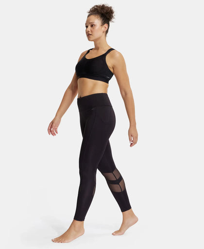 Wirefree Non Padded Microfiber Elastane Full Coverage Sports Bra with StayDry Treatment - Black-4