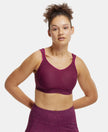 Wirefree Non Padded Microfiber Elastane Full Coverage Sports Bra with StayDry Treatment - Grape Wine-1
