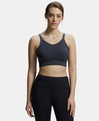 Wirefree Padded Recycled Polyester Racer Back Styling Sports Bra with Stay Fresh Treatment - Black Melange-1