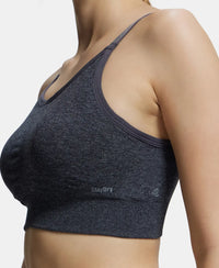 Wirefree Padded Recycled Polyester Racer Back Styling Sports Bra with Stay Fresh Treatment - Black Melange-7