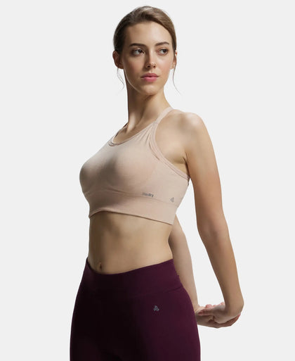 Wirefree Padded Recycled Polyester Racer Back Styling Sports Bra with Stay Fresh Treatment - Light Skin-5
