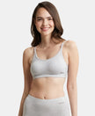Wirefree Non Padded Super Combed Cotton Elastane Full Coverage Uniform Bra with Detachable Straps - Steel Grey Melange-1