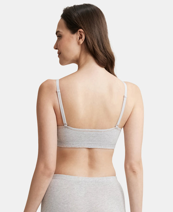 Wirefree Non Padded Super Combed Cotton Elastane Full Coverage Uniform Bra with Detachable Straps - Steel Grey Melange-3