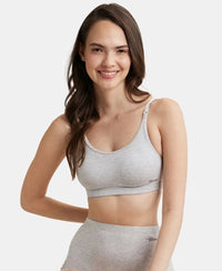 Wirefree Non Padded Super Combed Cotton Elastane Full Coverage Uniform Bra with Detachable Straps - Steel Grey Melange-5