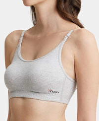Wirefree Non Padded Super Combed Cotton Elastane Full Coverage Uniform Bra with Detachable Straps - Steel Grey Melange-7