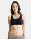 Wirefree Padded Super Combed Cotton Elastane Full Coverage Slip-On Uniform Bra with Concealed Underband - Black-1