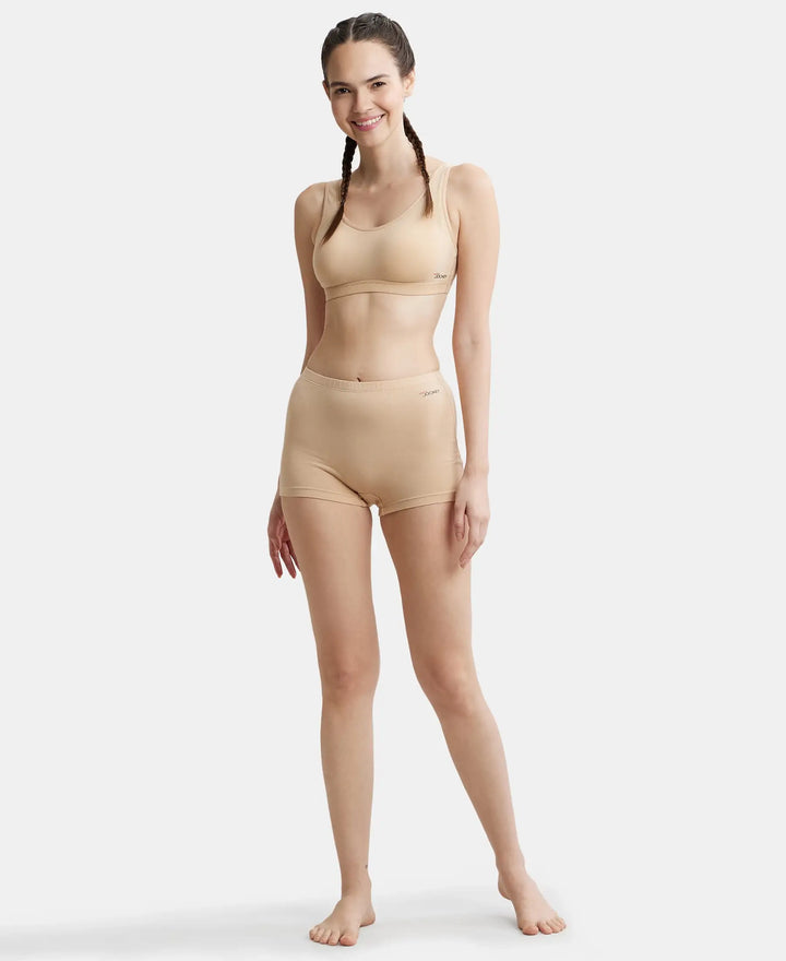 Wirefree Padded Super Combed Cotton Elastane Full Coverage Slip-On Uniform Bra with Concealed Underband - Skin-4
