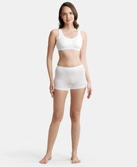 Wirefree Padded Super Combed Cotton Elastane Full Coverage Slip-On Uniform Bra with Concealed Underband - White-4