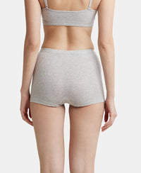 High Coverage Super Combed Cotton Elastane Stretch Solid Mid Waist Shorties with Ultrasoft Waistband - Steel Grey Melange-3