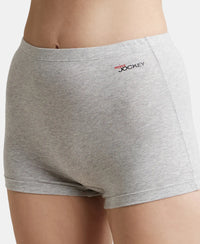 High Coverage Super Combed Cotton Elastane Stretch Solid Mid Waist Shorties with Ultrasoft Waistband - Steel Grey Melange-7