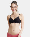 Wirefree Padded Super Combed Cotton Elastane Full Coverage Slip-On Beginners Bra - Black-1