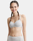 Wirefree Padded Super Combed Cotton Elastane Full Coverage Slip-On Beginners Bra - Steel Grey Melange-1