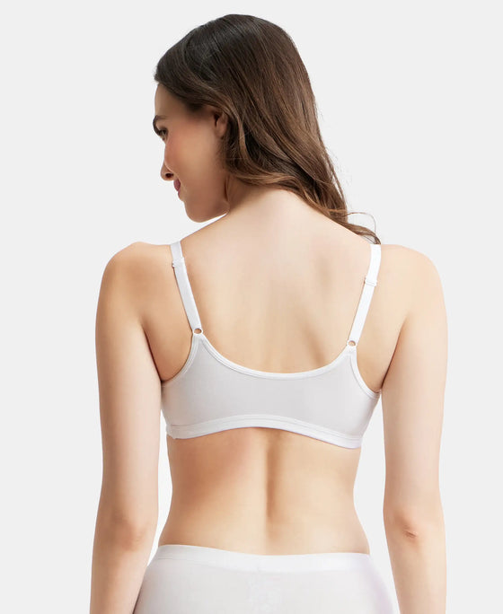 Wirefree Padded Super Combed Cotton Elastane Full Coverage Slip-On Beginners Bra - White-3