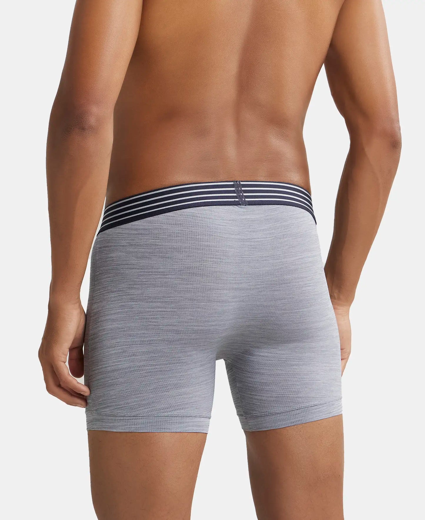 Microfiber Mesh Elastane Performance Boxer Brief with StayDry Technology - Mid Grey-3
