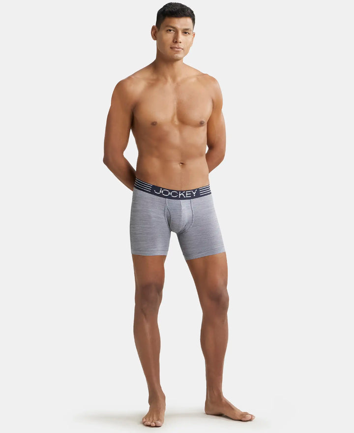 Microfiber Mesh Elastane Performance Boxer Brief with StayDry Technology - Mid Grey-4