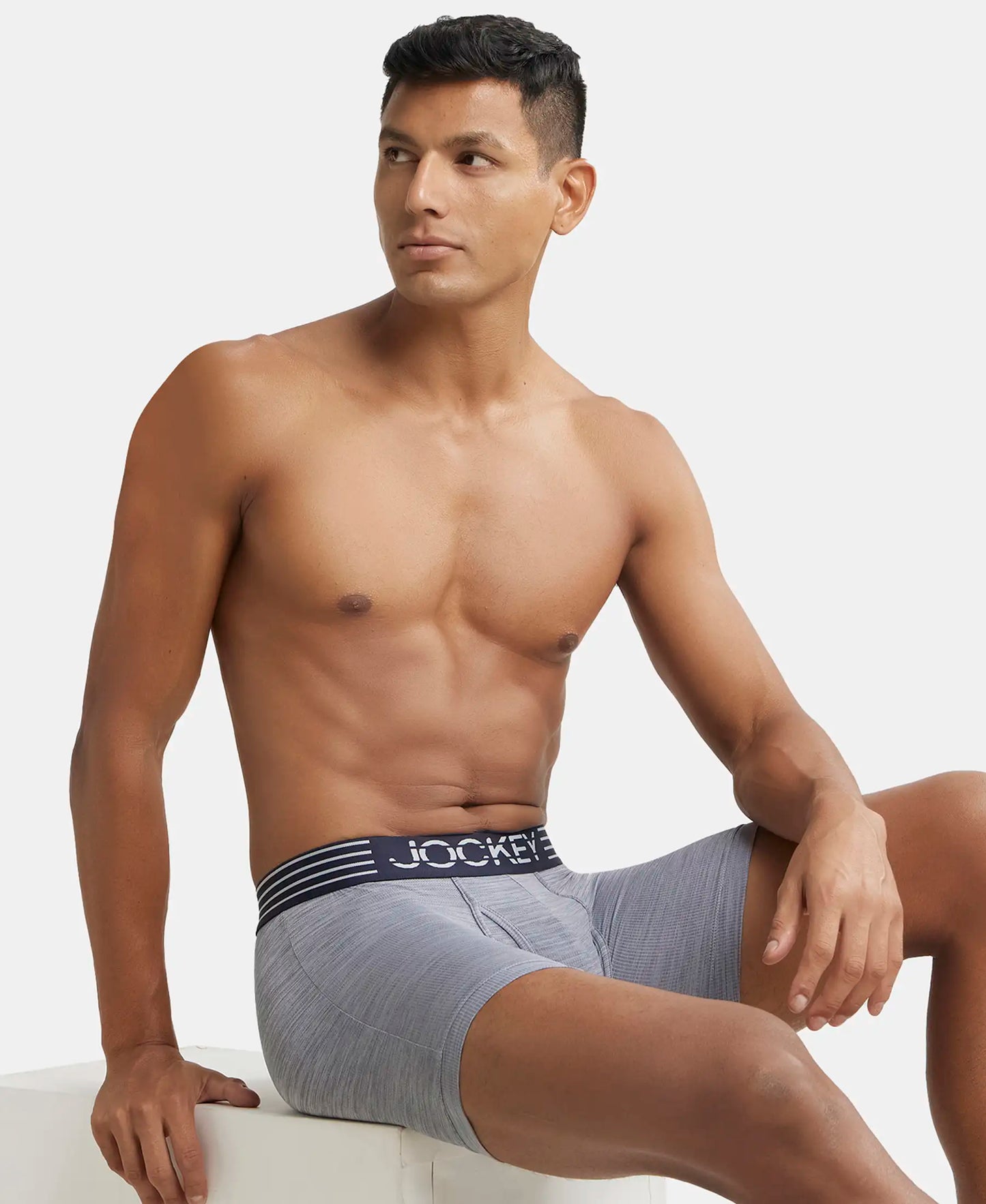 Microfiber Mesh Elastane Performance Boxer Brief with StayDry Technology - Mid Grey-5
