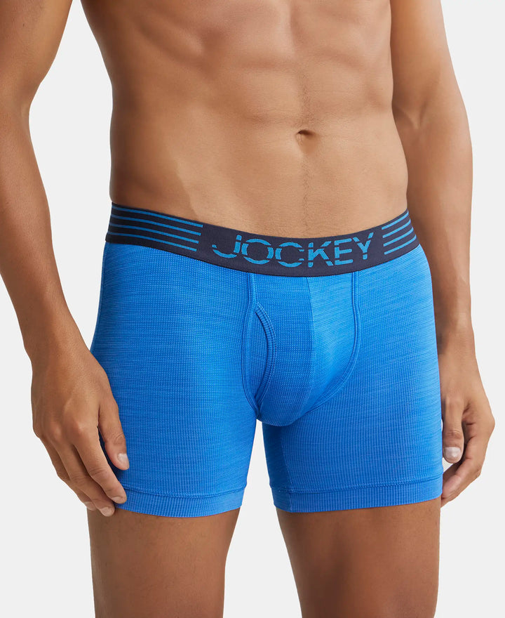 Microfiber Mesh Elastane Performance Boxer Brief with StayDry Technology - Move Blue-2
